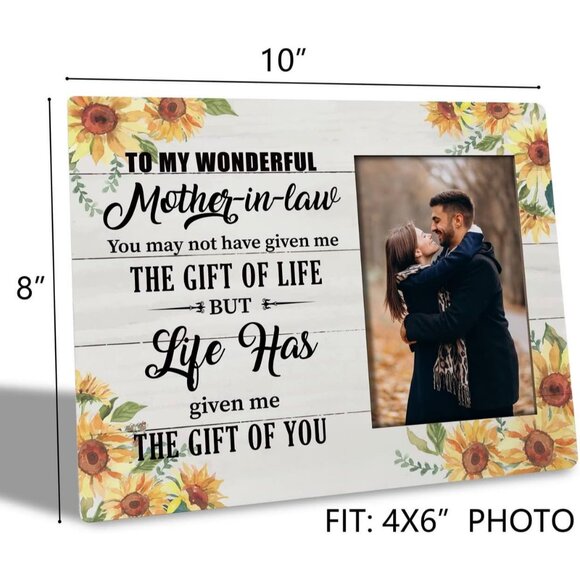 Mother-In-Law Gift Picture Frame 4x6 Photo Sunflower Design Hanging Tabletop - Picture 5 of 11